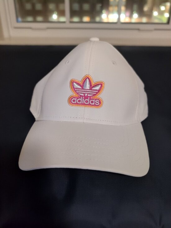 adidas Accessories - adidas Originals Hat Trefoil Womens Adjustable White Pink Embroidered Logo